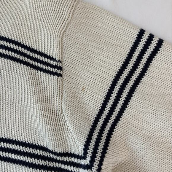 Polo Ralph Lauren White with Blue Stripes Sweater 100% Cotton Men’s Size XL - Picture 12 of 16